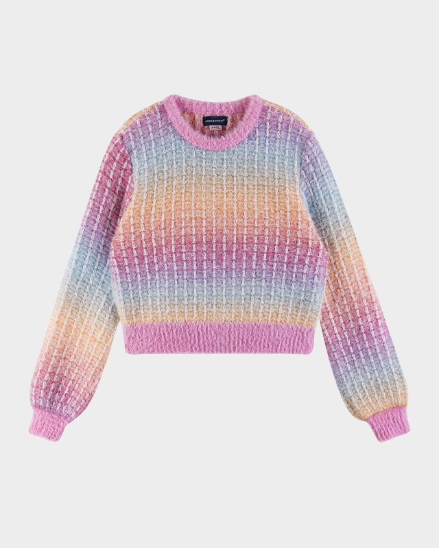 Girl's Cropped Multicolor Sweater, Size 7-16